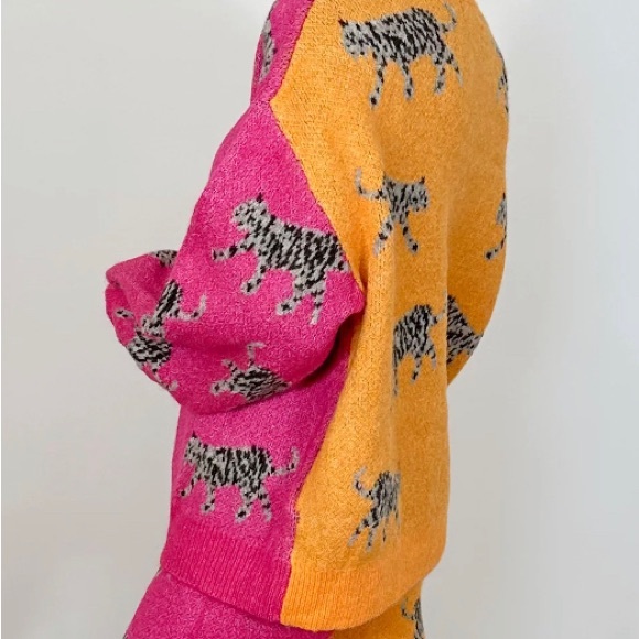 NWOT Boutique Shop Talulah Size XL Colorblock Leopard Sherpa Cardigan - Picture 2 of 2